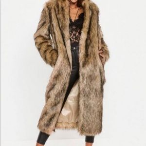 Tan Faux Fur Maxi Coat | Missguided